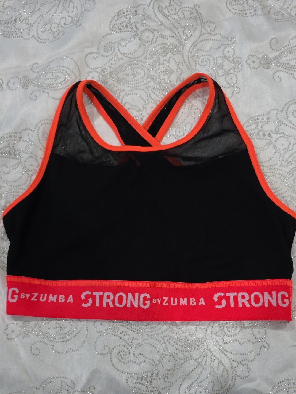 Zumba Fitness Black Sports Bra with Coral Trim